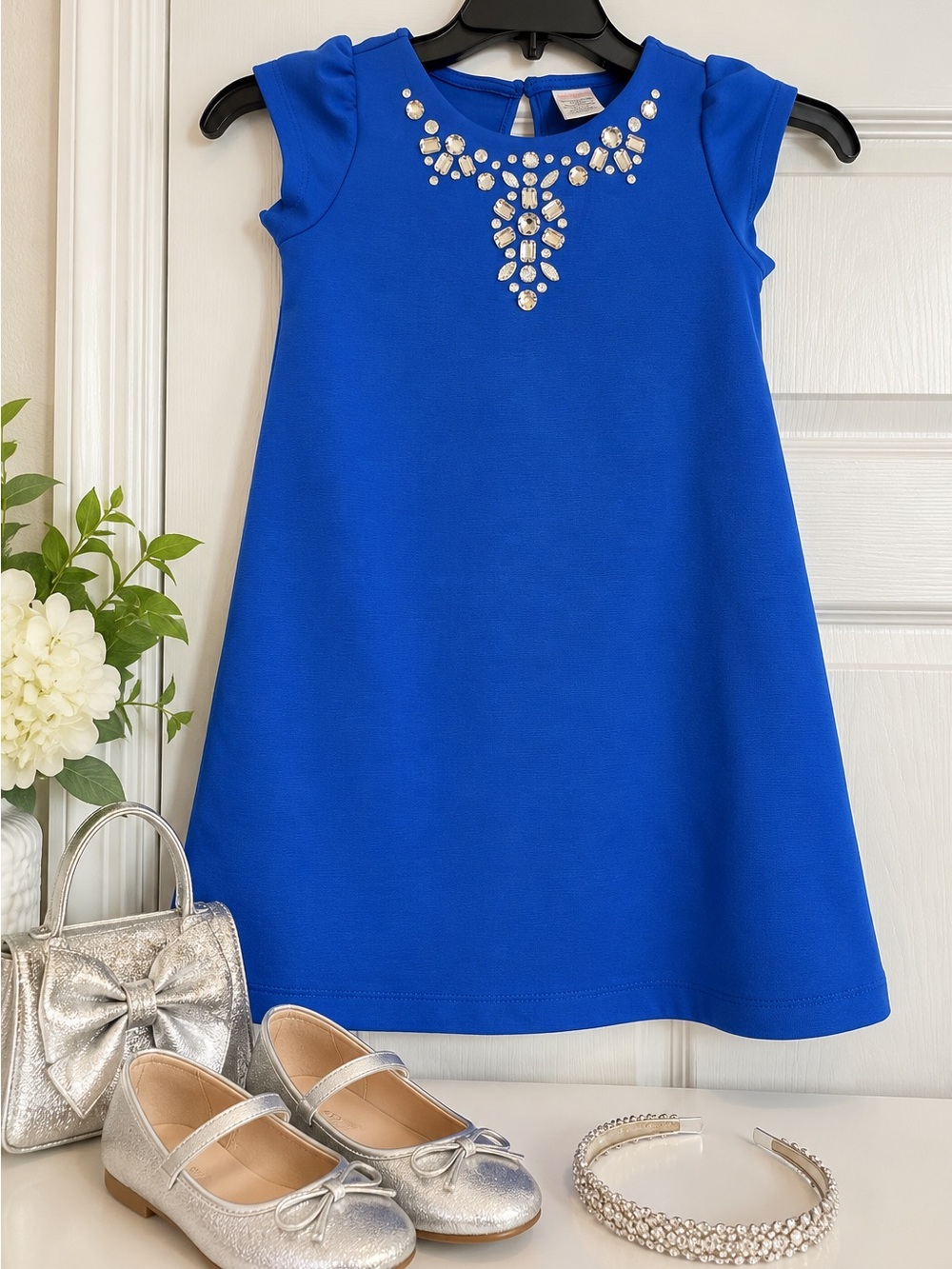 Gymboree Cobalt Blue Jeweled Yoke A-Line Dress